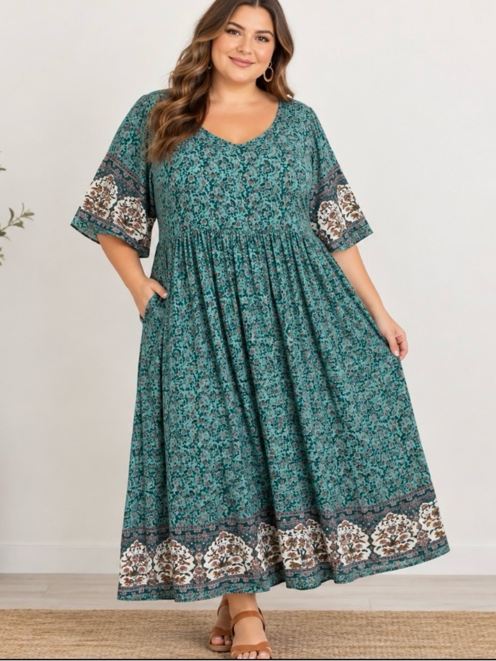 Cottagecore Romantic Boho Floral Midi Dress Fashion Curvy Style Feminine Party